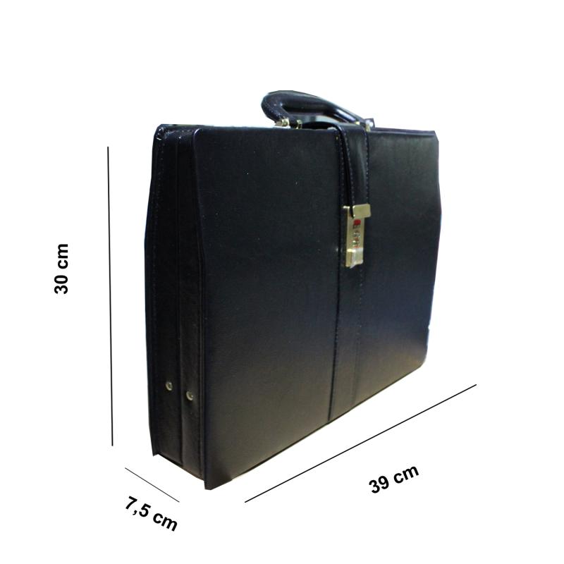 Şifreli Lüx Evrak Bond Çantası Şık Tasarım Suni Deri Siyah 30X7,5X39