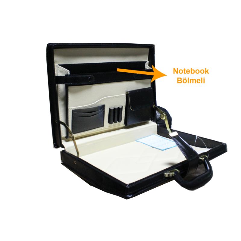 Şifreli Lüx Evrak Bond Çantası Şık Tasarım Suni Deri Siyah 30X7,5X39