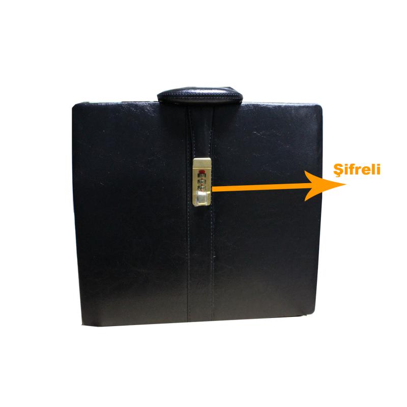 Şifreli Lüx Evrak Bond Çantası Şık Tasarım Suni Deri Siyah 30X7,5X39