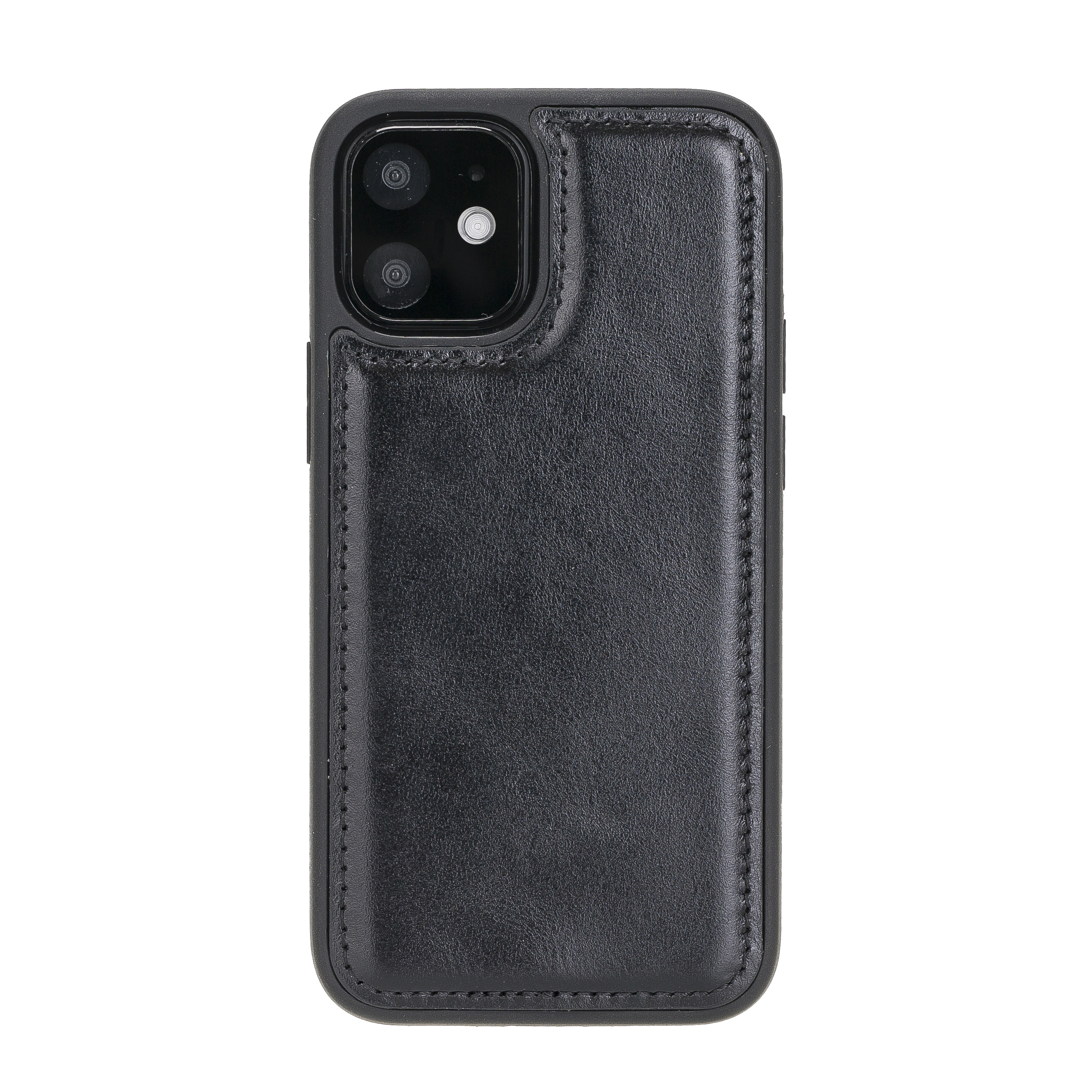 Apple iPhone 12 mini Uyumlu Deri Arka Kapak RST1 Siyah