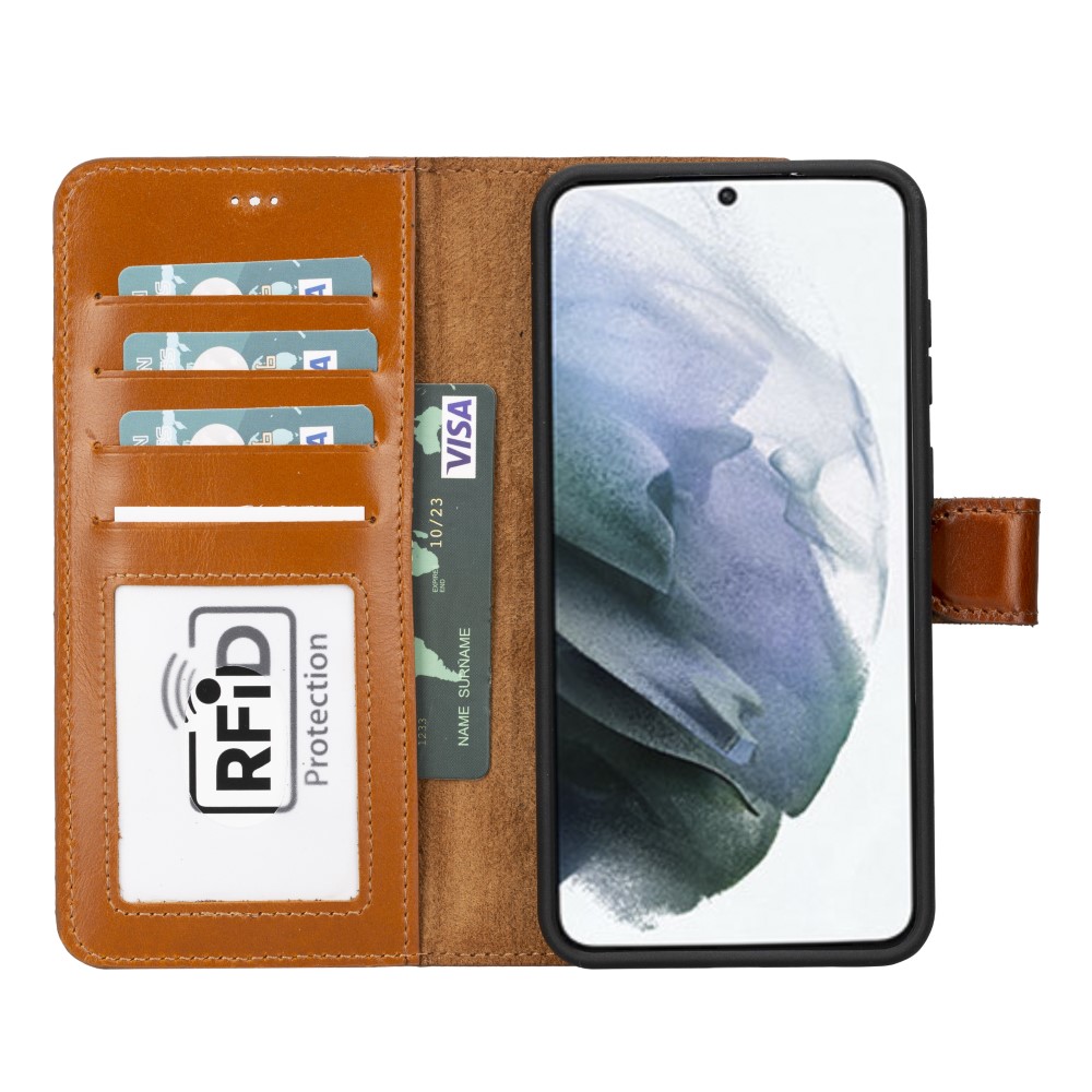 Samsung Galaxy S23 Plus Uyumlu Deri Cüzdanlı Kılıf RST2EF Taba
