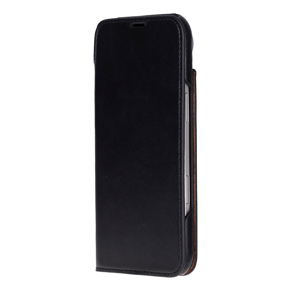 Apple iPhone 17 için, Hakiki Deri, El Yapımı, Cüzdanlı Slim Kılıf, Mag safe ile uyumlu, İç Yüzeyi Kadife, Siyah