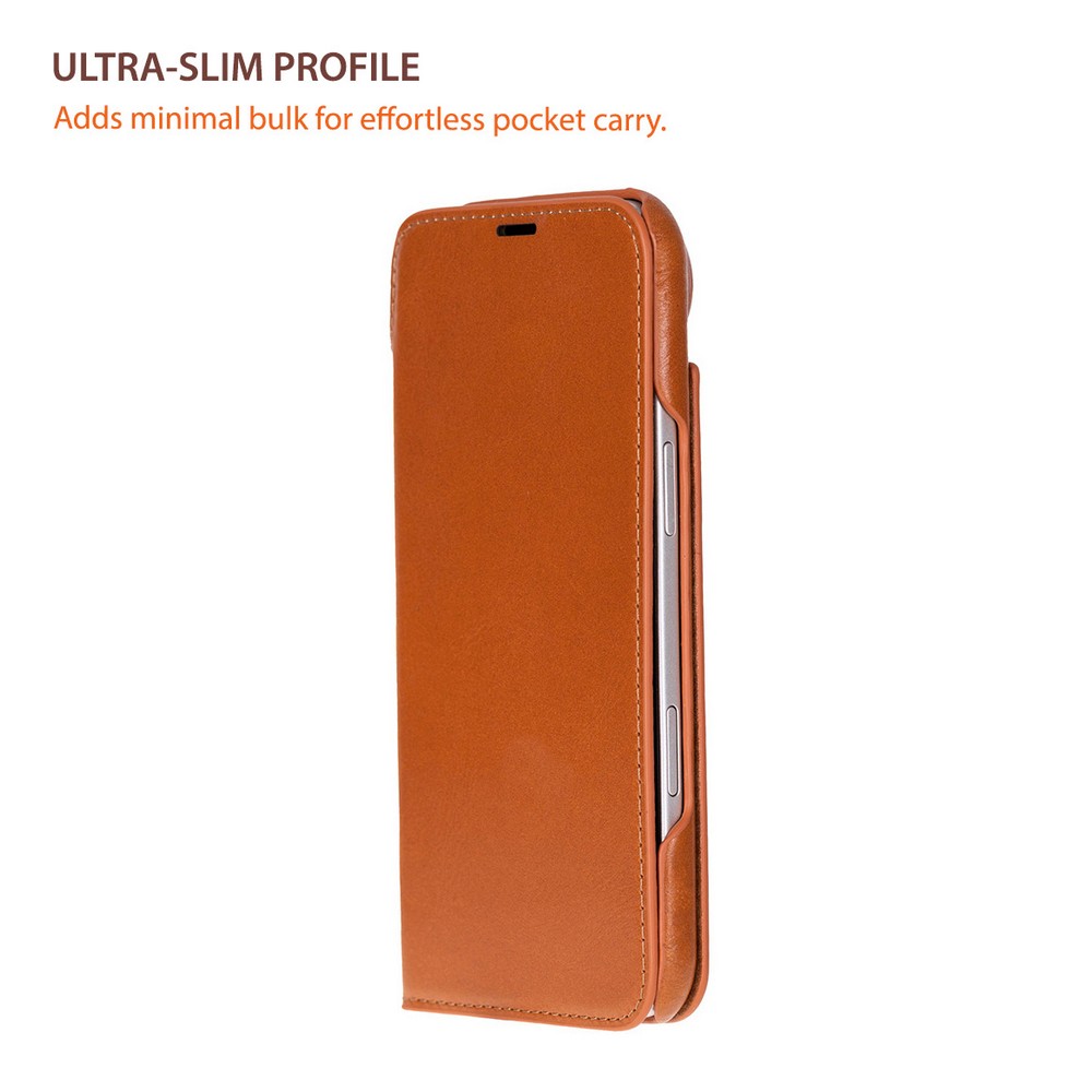 Apple iPhone 17 Air için, Hakiki Deri, El Yapımı, Cüzdanlı Slim Kılıf, Mag safe ile uyumlu, İç Yüzeyi Kadife, Gölgeli Taba