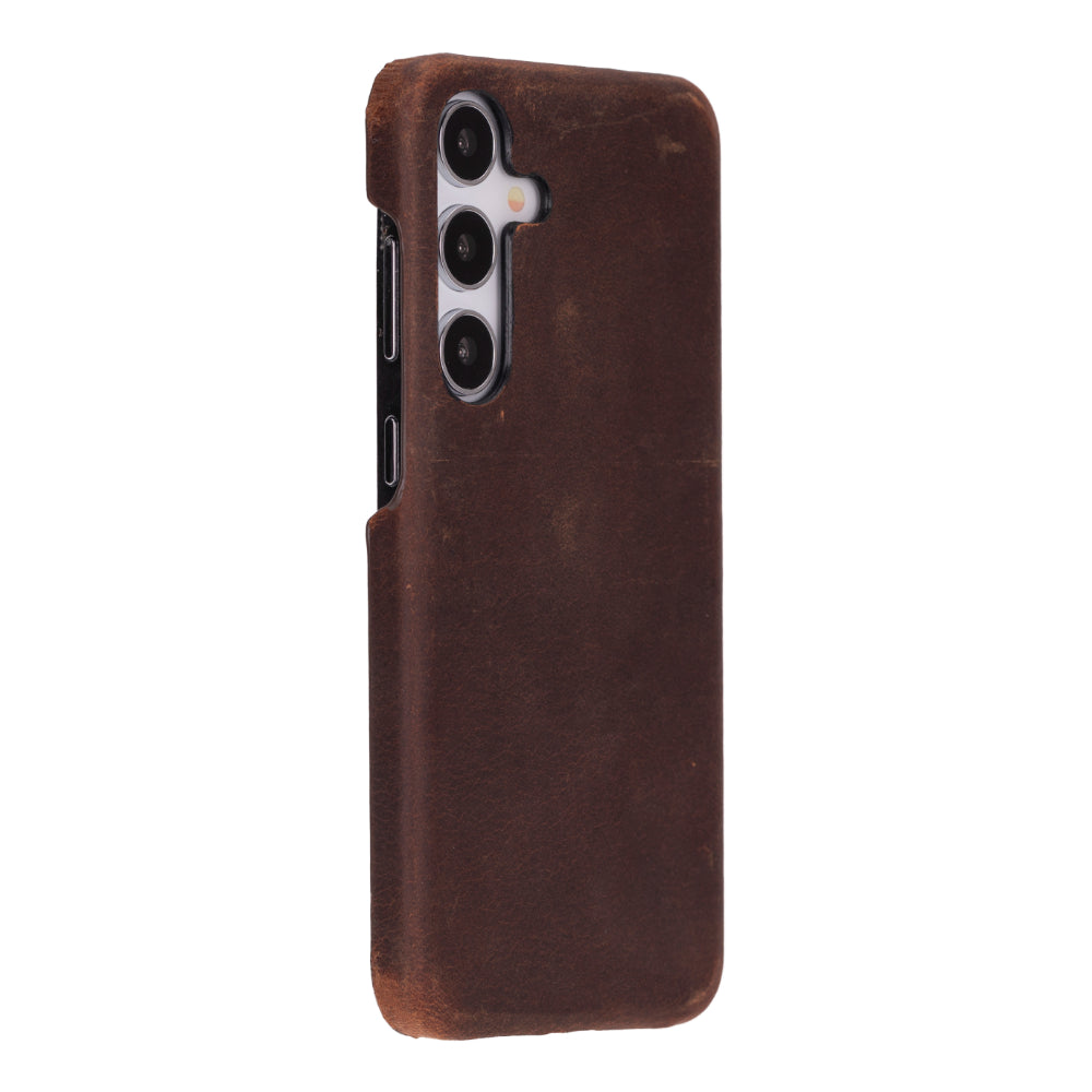 Samsung Galaxy S25 Uyumlu, Hakiki Deri, El Yapımı Arka Kapak, Antik Kahve