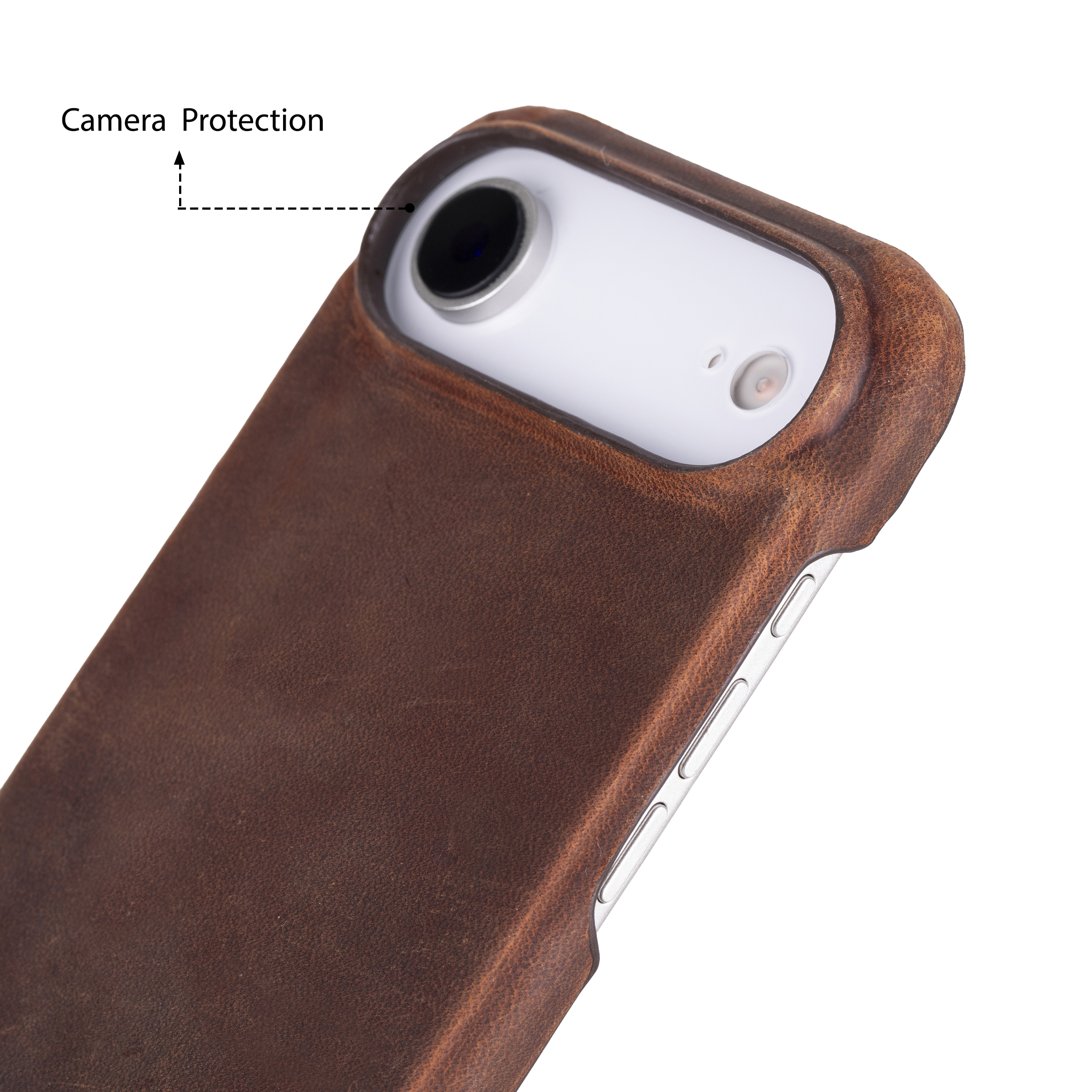 Apple iPhone 17 Air için, Hakiki Deri, El Yapımı Kılıf, Magsafe ile uyumlu, İç Yüzeyi Kadife,Antik Kahve