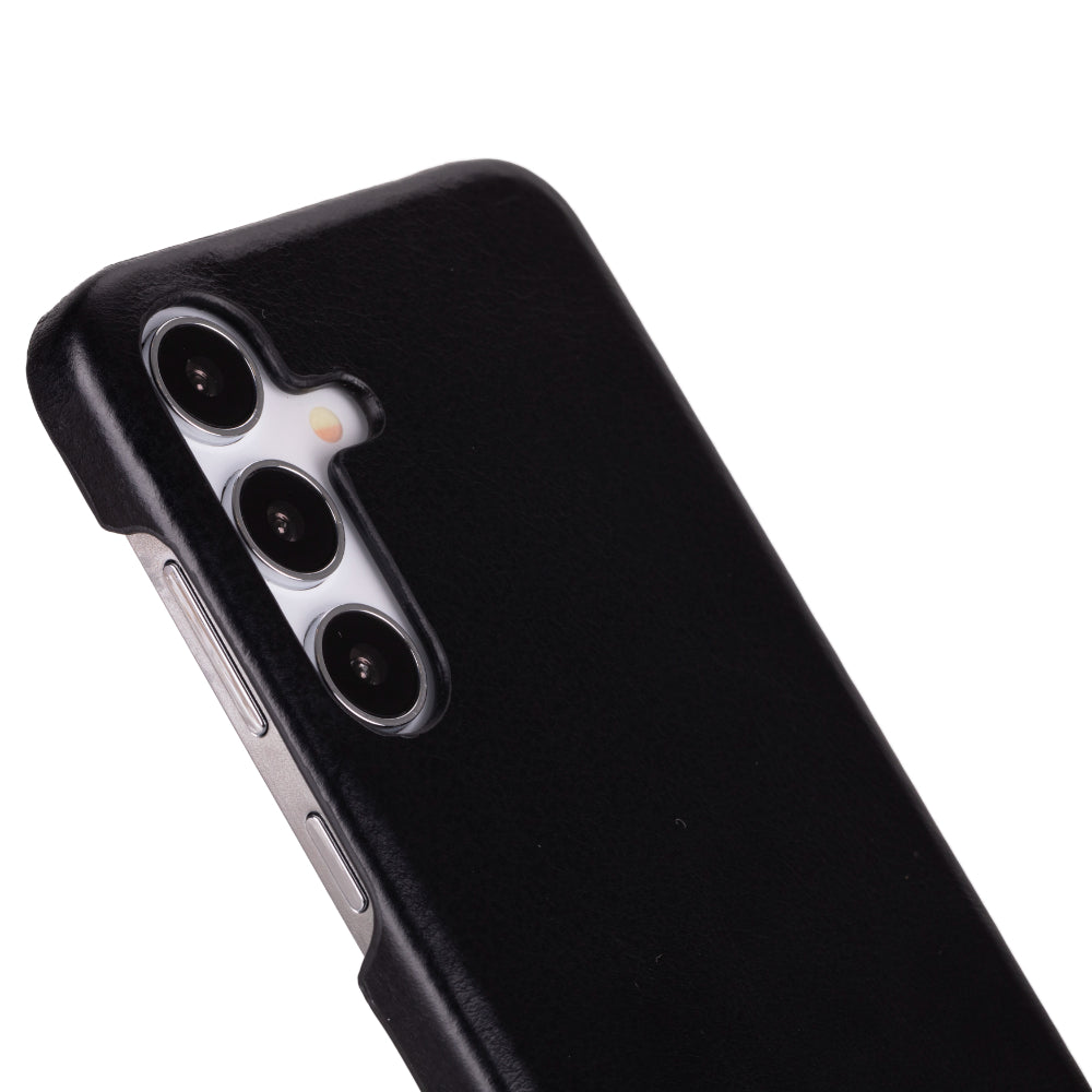 Samsung Galaxy S25 Uyumlu, Hakiki Deri, El Yapımı Arka Kapak, Kömür Siyah
