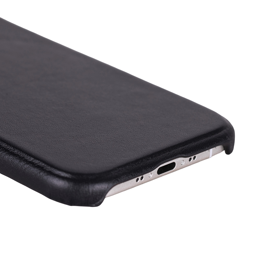 Apple iPhone 17 Air için, Hakiki Deri, El Yapımı Kılıf, Magsafe ile uyumlu, İç Yüzeyi Kadife, Kömür Siyah