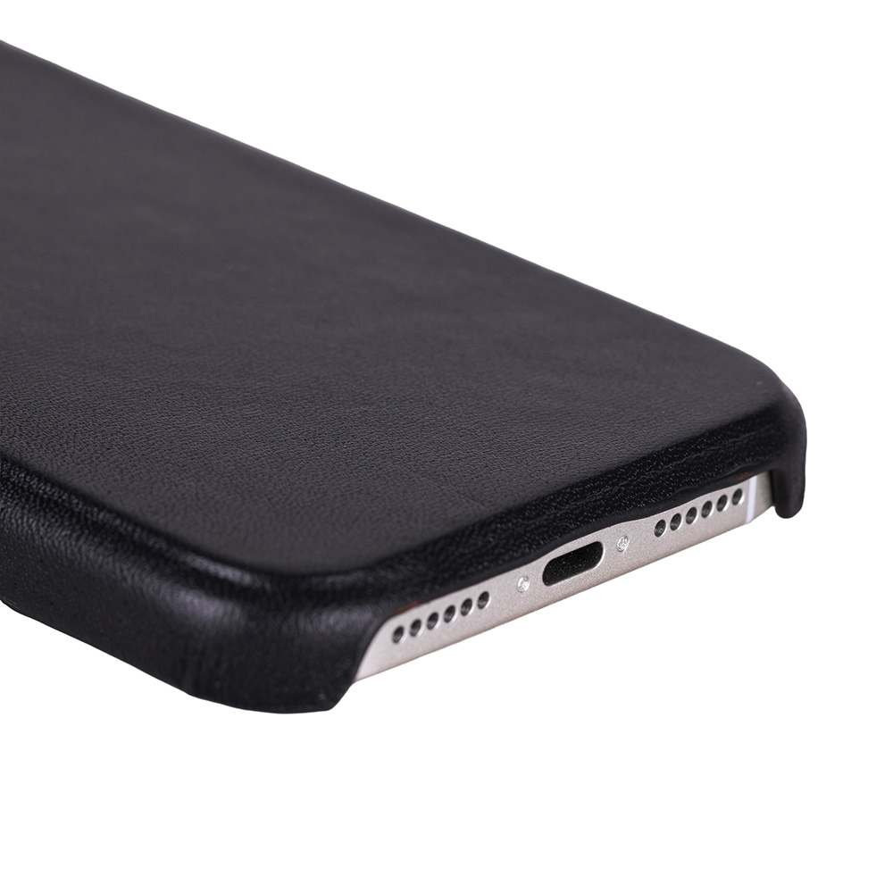 Apple iPhone 17 Pro Max için, Hakiki Deri, El Yapımı Kılıf, Magsafe ile uyumlu, İç Yüzeyi Kadife, Kömür Siyah