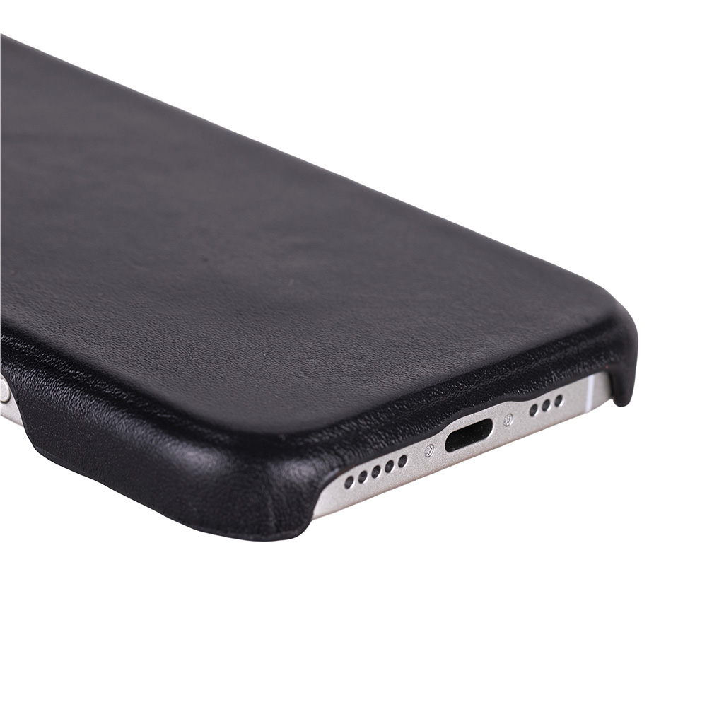 Apple iPhone 17 Pro için, Hakiki Deri, El Yapımı Kılıf, Magsafe ile uyumlu, İç Yüzeyi Kadife, Kömür Siyah