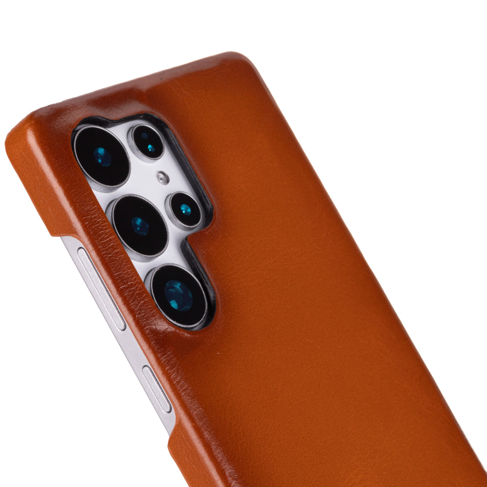 Samsung Galaxy S25 Ultra Uyumlu, Hakiki Deri, El Yapımı Arka Kapak, Gölgeli Taba
