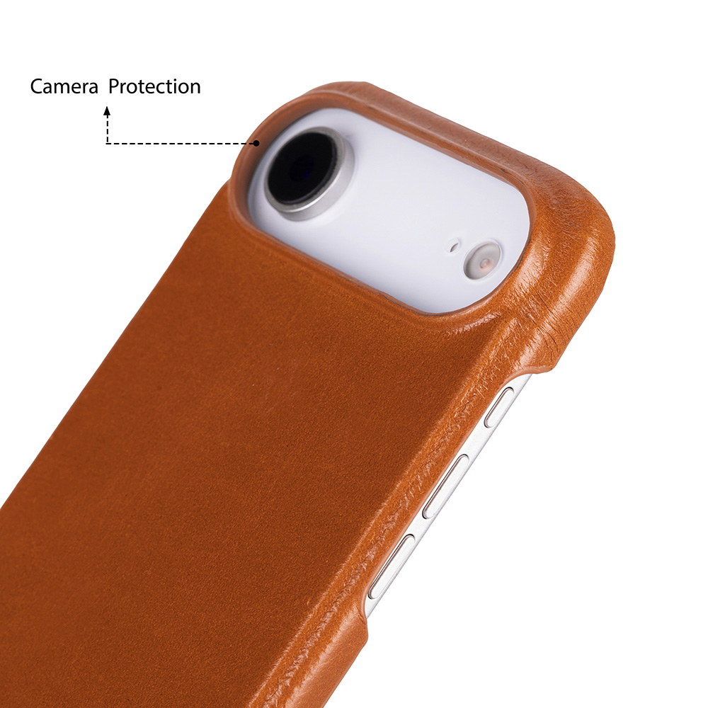 Apple iPhone 17 Air için, Hakiki Deri, El Yapımı Kılıf, Magsafe ile uyumlu, İç Yüzeyi Kadife, Gölgeli Taba