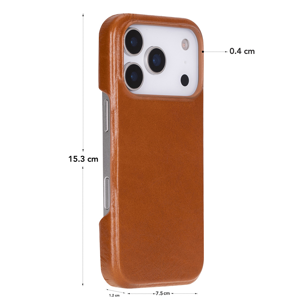 Apple iPhone 17 Pro için, Hakiki Deri, El Yapımı Kılıf, Magsafe ile uyumlu, İç Yüzeyi Kadife, Gölgeli Taba