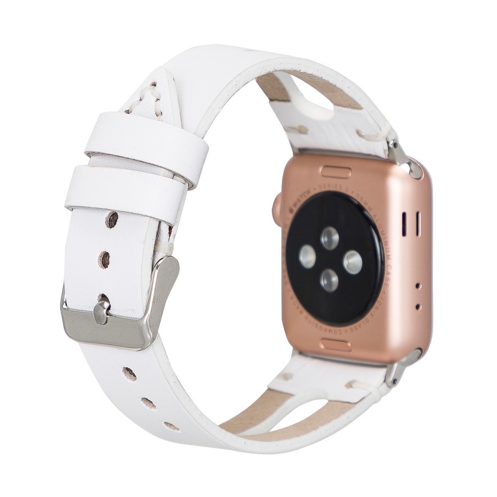 Apple Watch Uyumlu Deri Kordon BA2 42-44-45mm F3 Beyaz