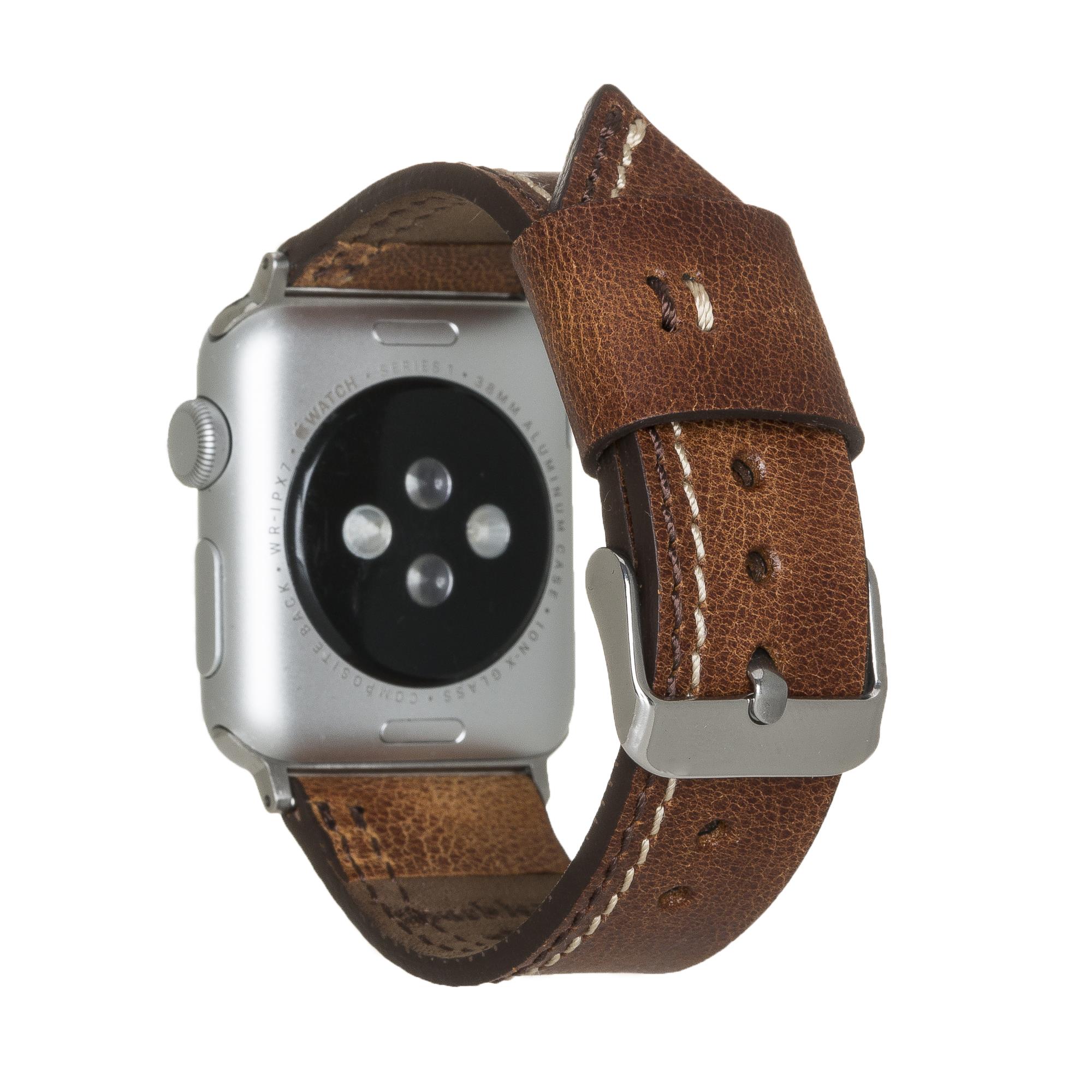 Apple Watch Uyumlu Deri Kordon 38-40-41mm BA3 TN11 Taba