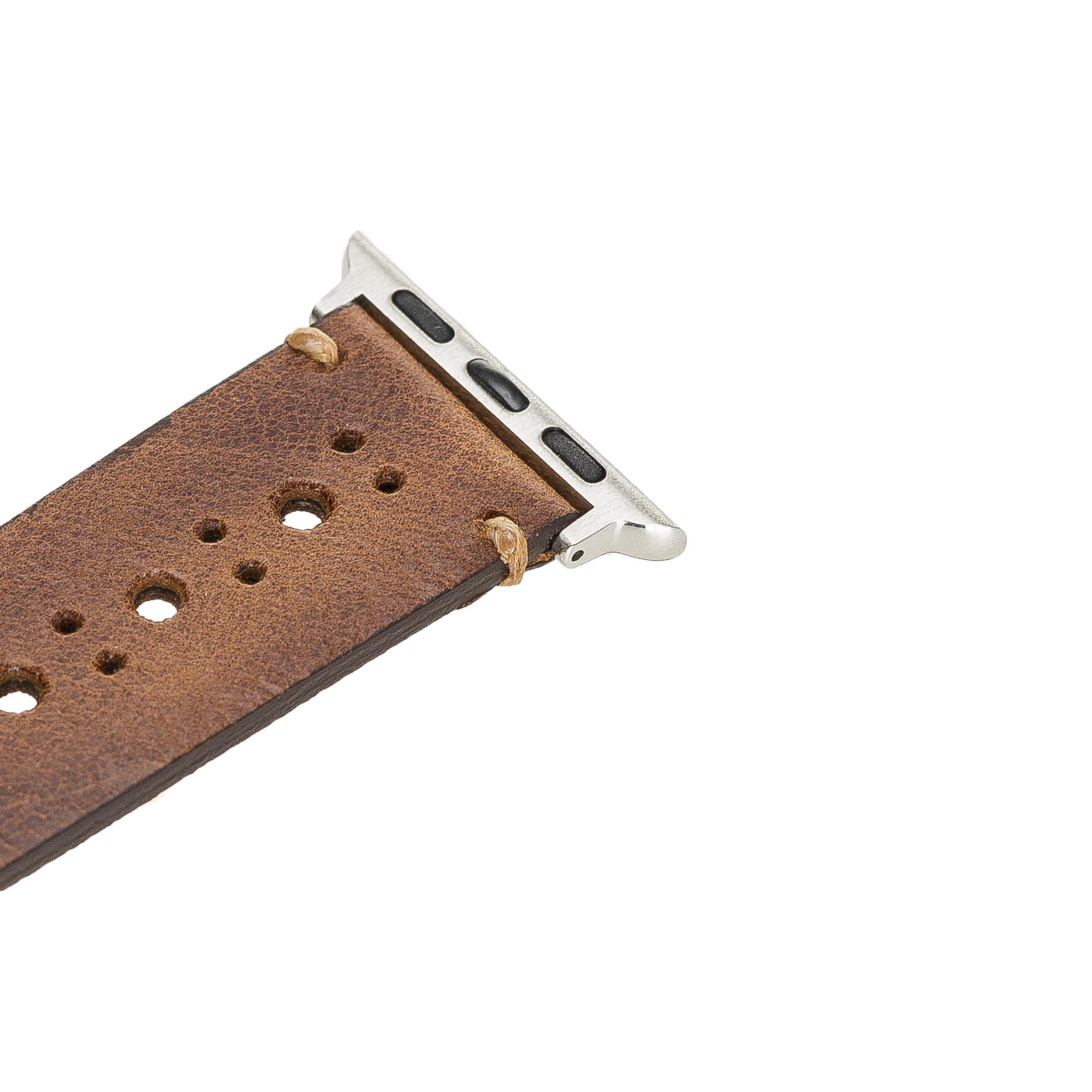 Apple Watch Uyumlu Deri Kordon 38-40-41mm Delikli Taba