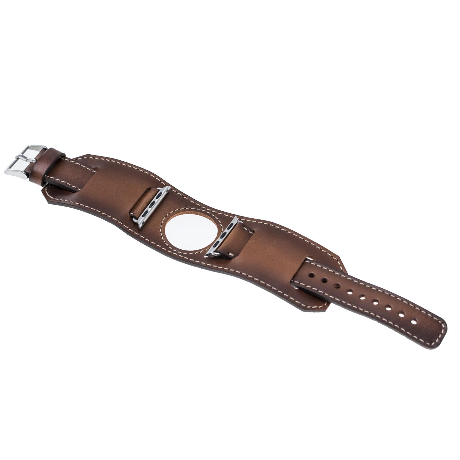 Apple Watch Uyumlu Deri Kordon 38-40-41mm Cuff Taba