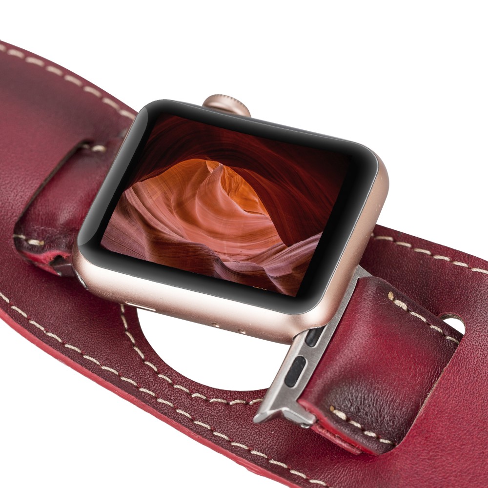 Apple Watch Uyumlu Deri Kordon 42-44-45mm Cuff V4EF