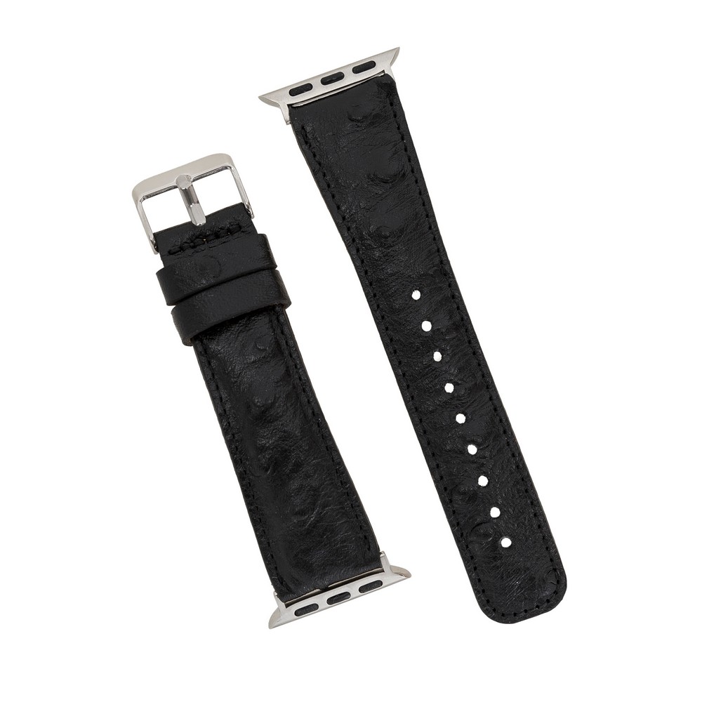 Apple Watch Uyumlu Deri Kordon 42-44-45mm DE5 Siyah