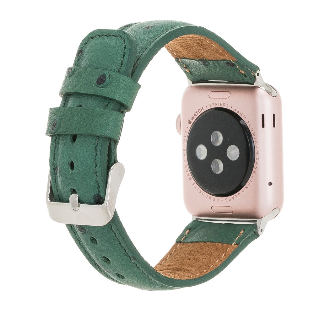 Apple Watch Uyumlu Deri Kordon 42-44-45mm DE6 Yeşil