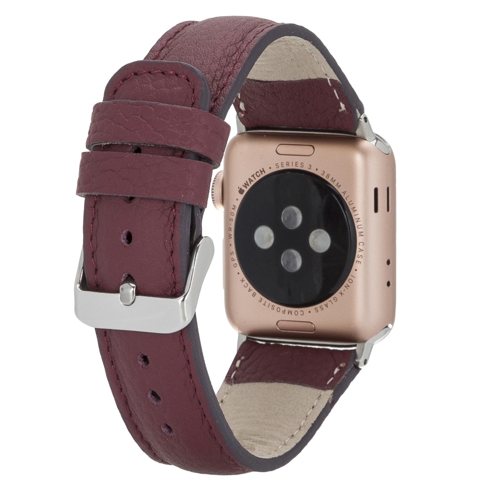 Apple Watch Uyumlu Deri Kordon 42-44-45mm FL6 Bordo