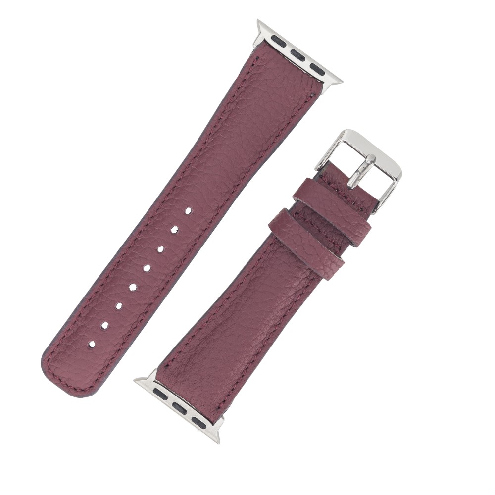 Apple Watch Uyumlu Deri Kordon 42-44-45mm FL6 Bordo