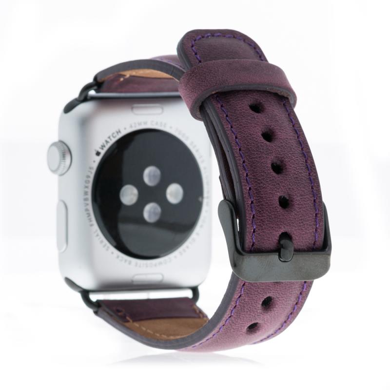 Apple Watch Uyumlu Deri Kordon 38-40-41mm G7 Mor