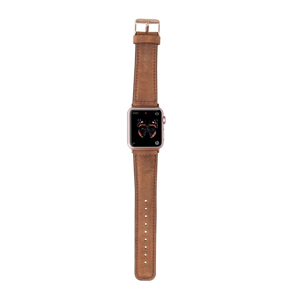 Apple Watch Uyumlu Deri Kordon 42-44-45mm G19 Taba