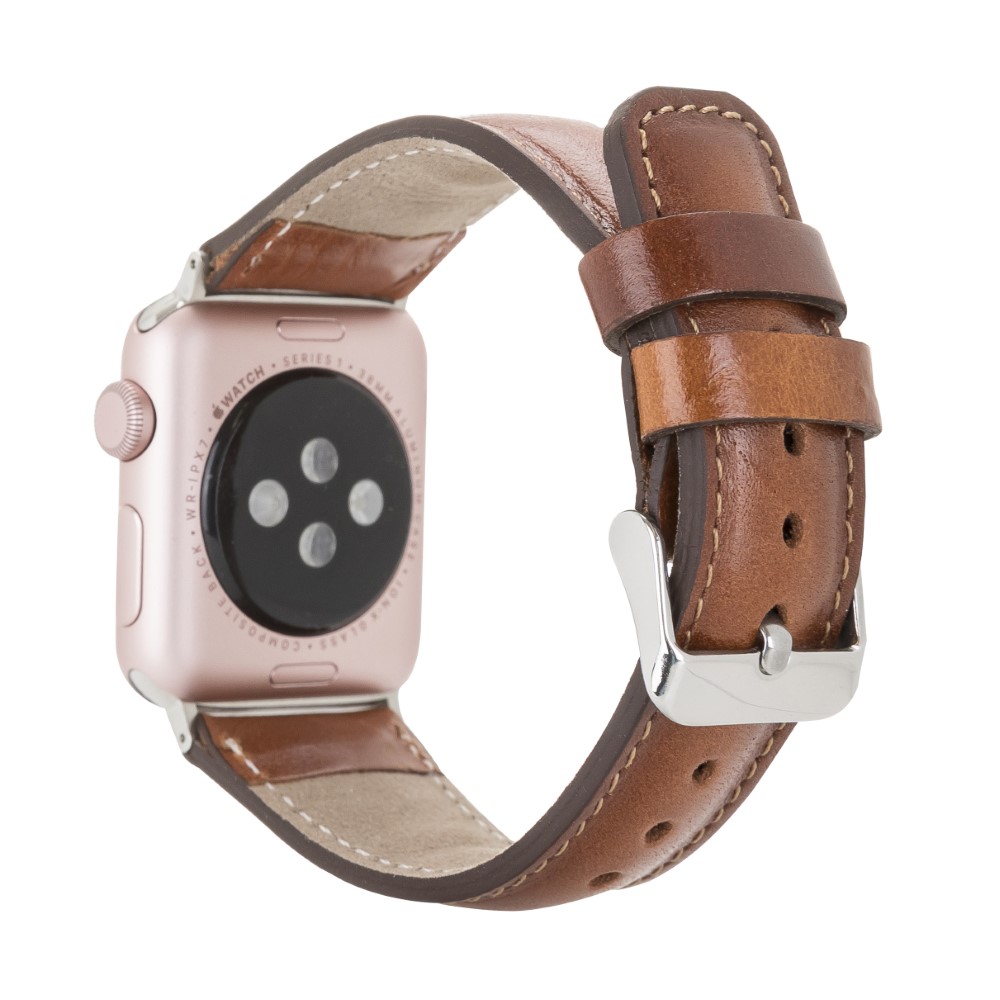 Apple Watch Uyumlu Deri Kordon 42-44-45mm RST2EF Taba
