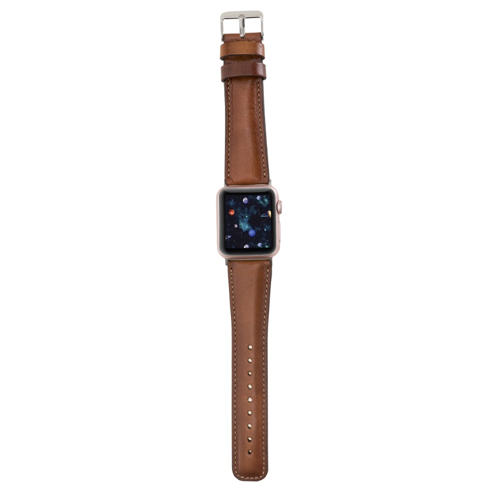 Apple Watch Uyumlu Deri Kordon 42-44-45mm RST2EF Taba