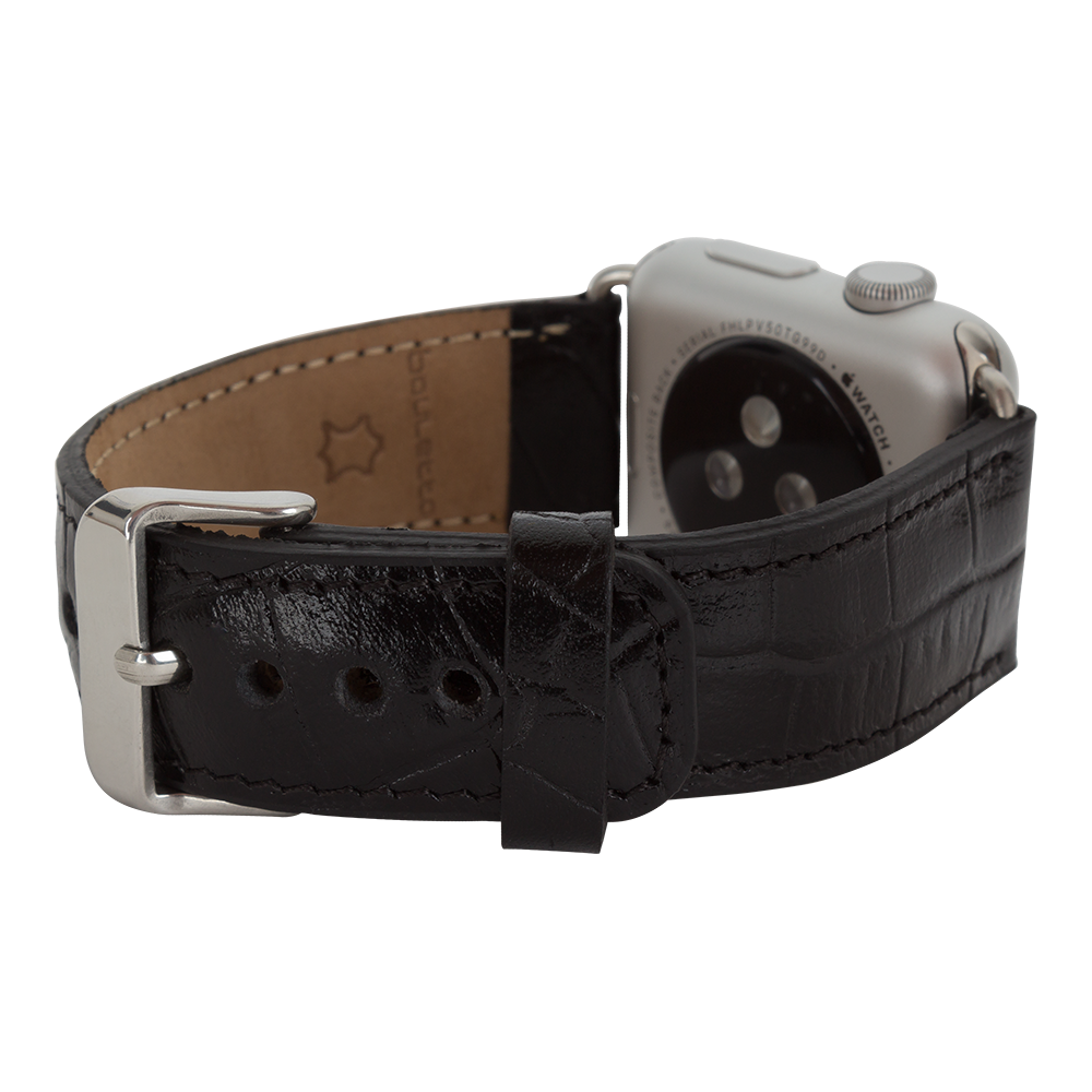 Apple Watch Uyumlu Deri Kordon 42-44-45mm Kroko Siyah