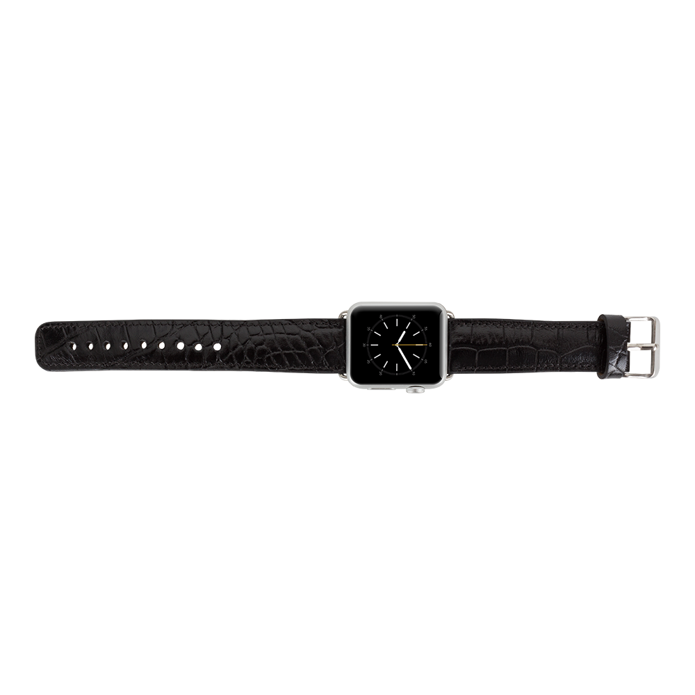 Apple Watch Uyumlu Deri Kordon 42-44-45mm Kroko Siyah