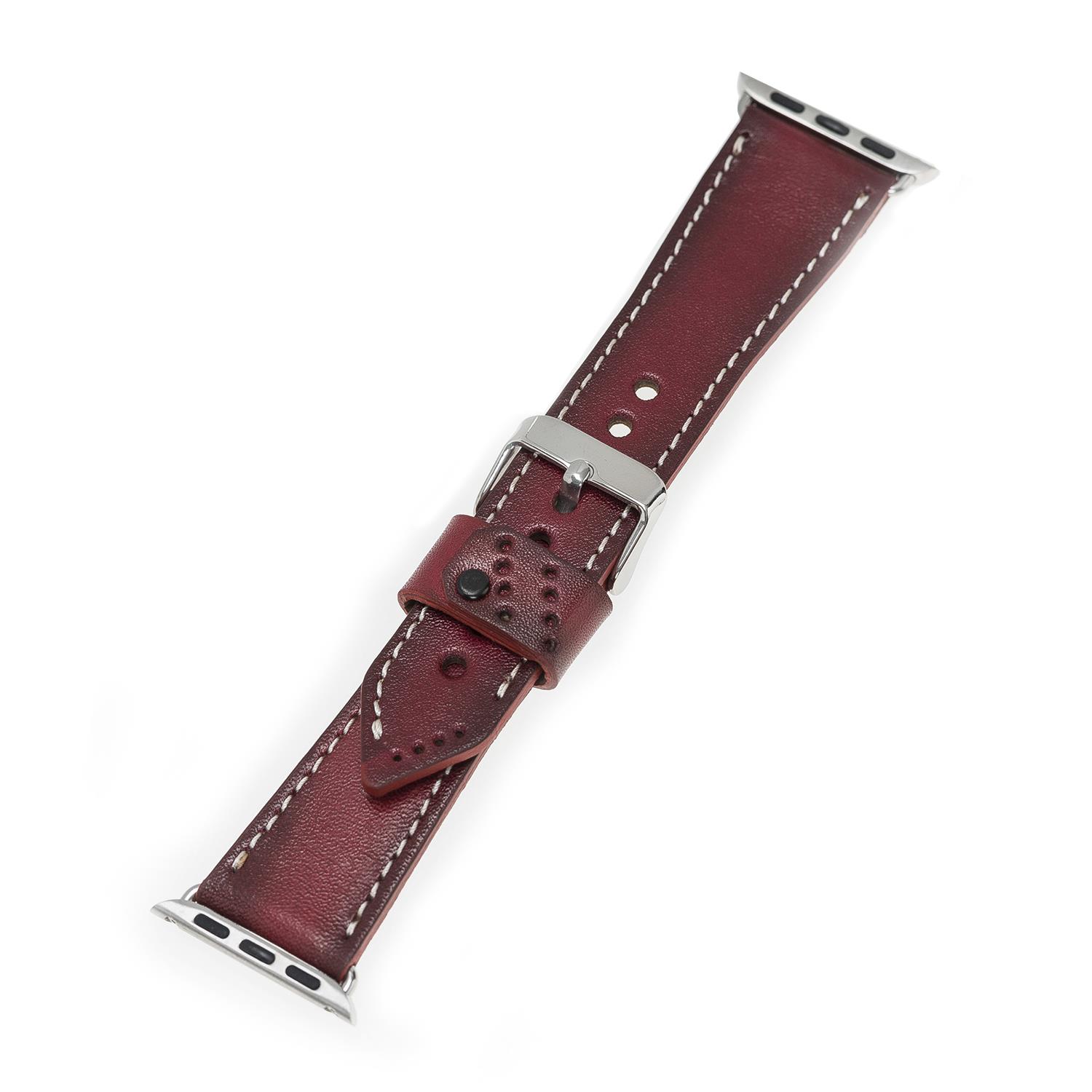 Apple Watch Uyumlu Deri Kordon 42-44-45mm SM25 Bordo