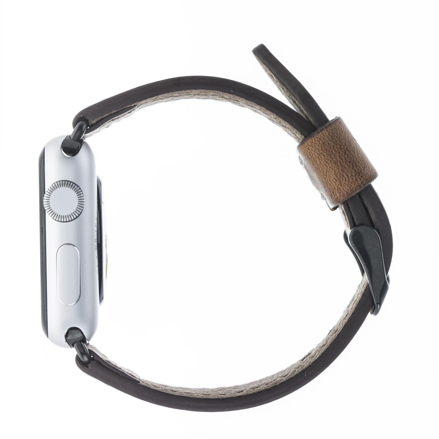 Apple Watch Uyumlu Deri Kordon 42-44-45mm SM26 Kahve