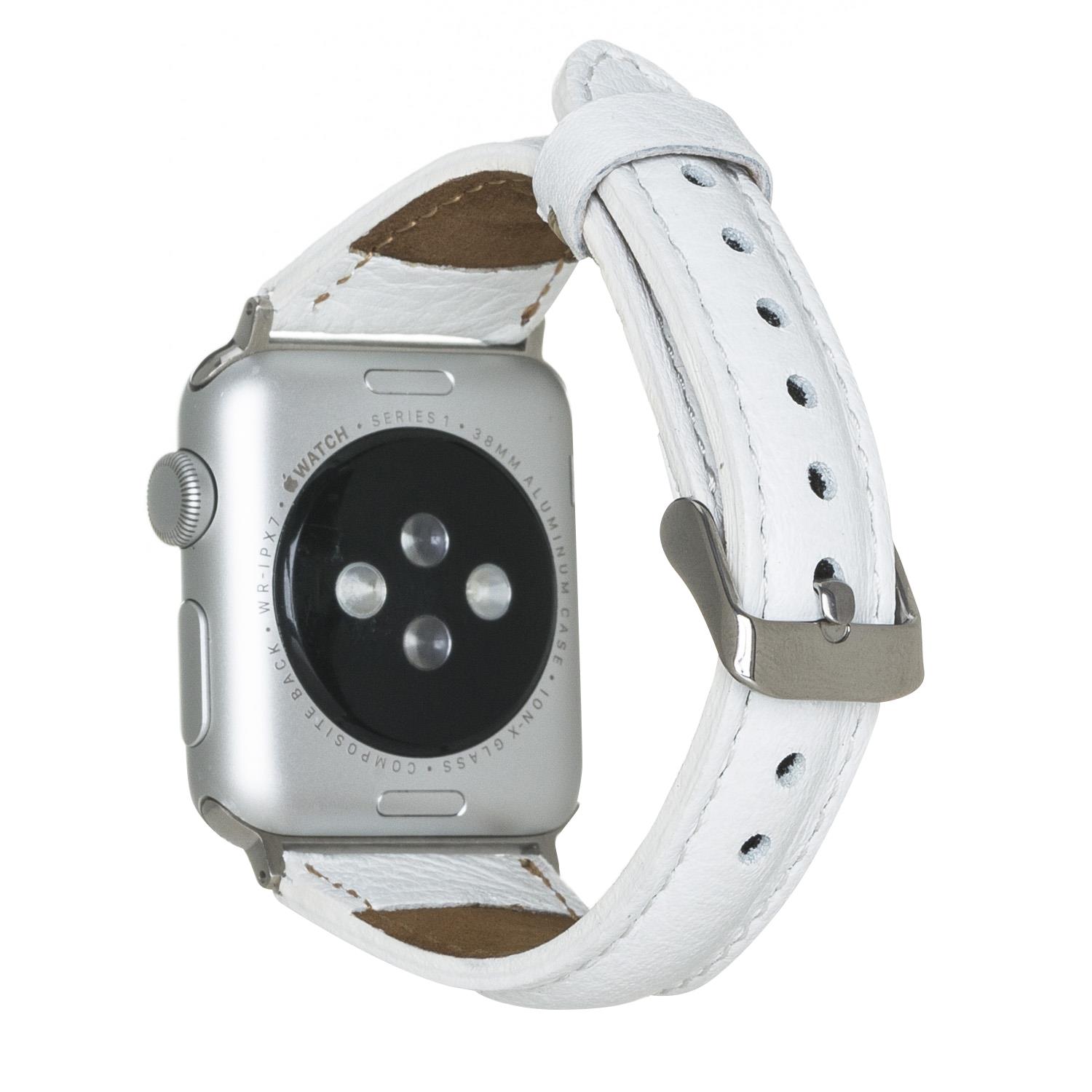 Apple Watch Uyumlu Deri Kordon 38-40-41mm Slim F3 Beyaz