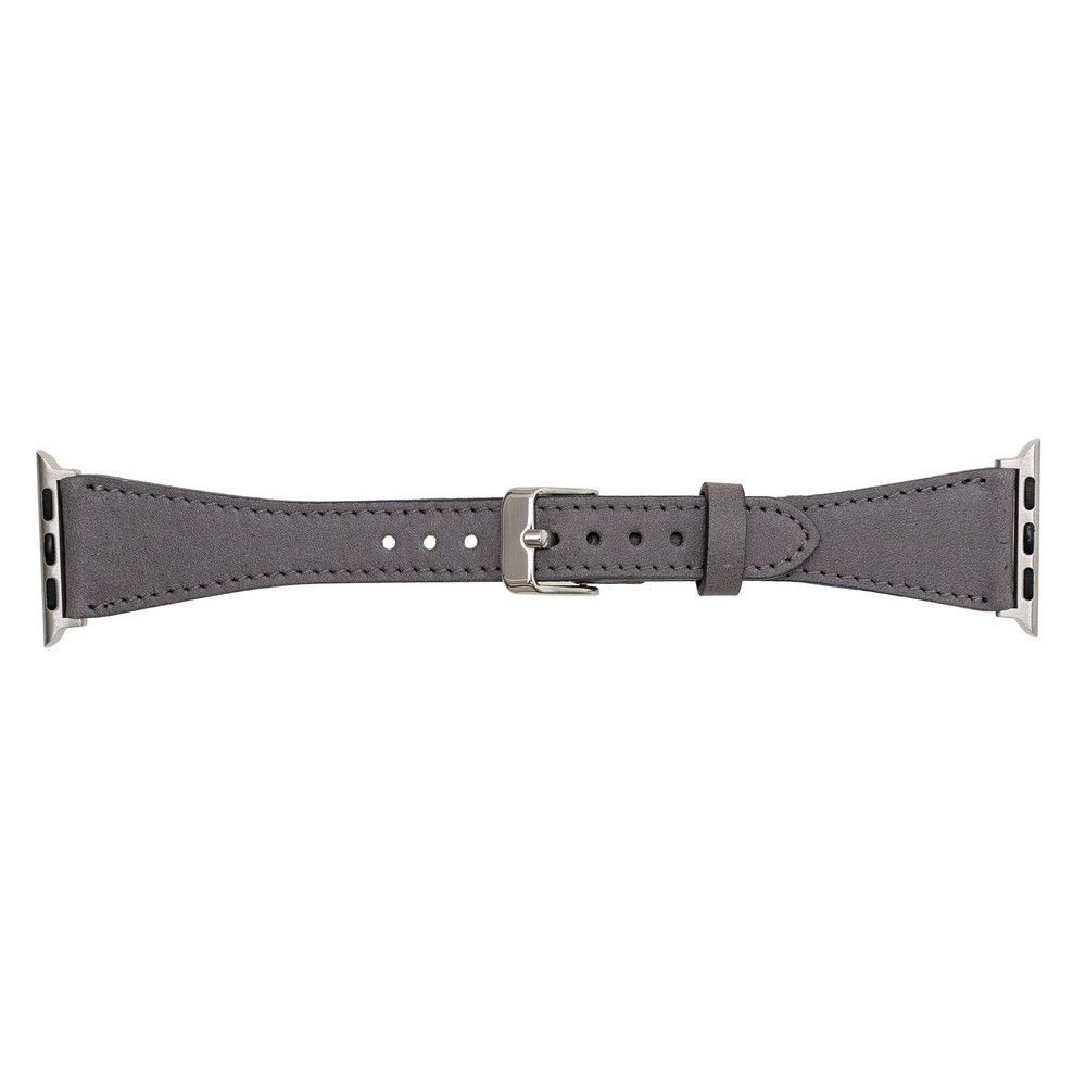 Apple Watch Uyumlu Deri Kordon 42-44-45mm Slim RST9 Gri