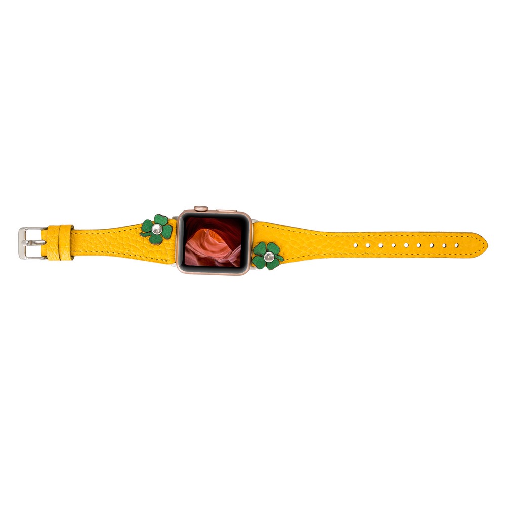 Apple Watch Uyumlu Deri Kordon Clover 42-44-45mm TR FL12