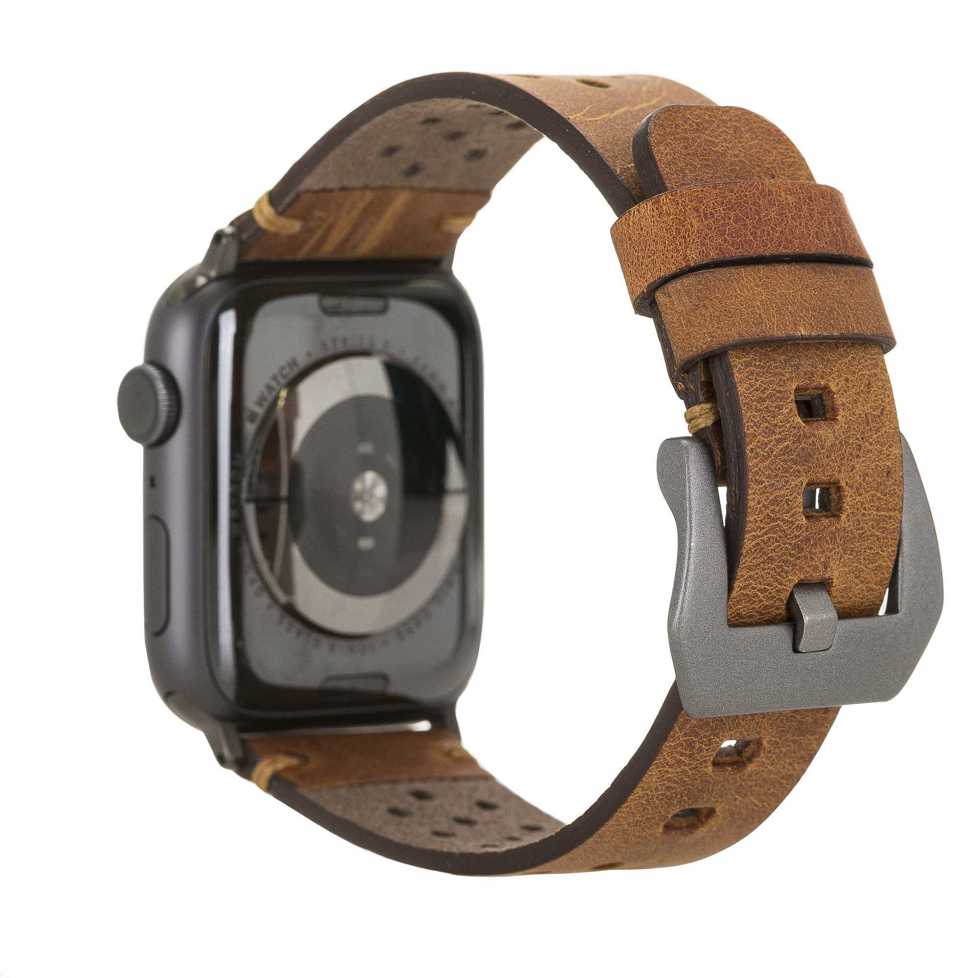 Apple Watch Uyumlu Deri Kordon Vigo 42-44-45mm G19 Taba