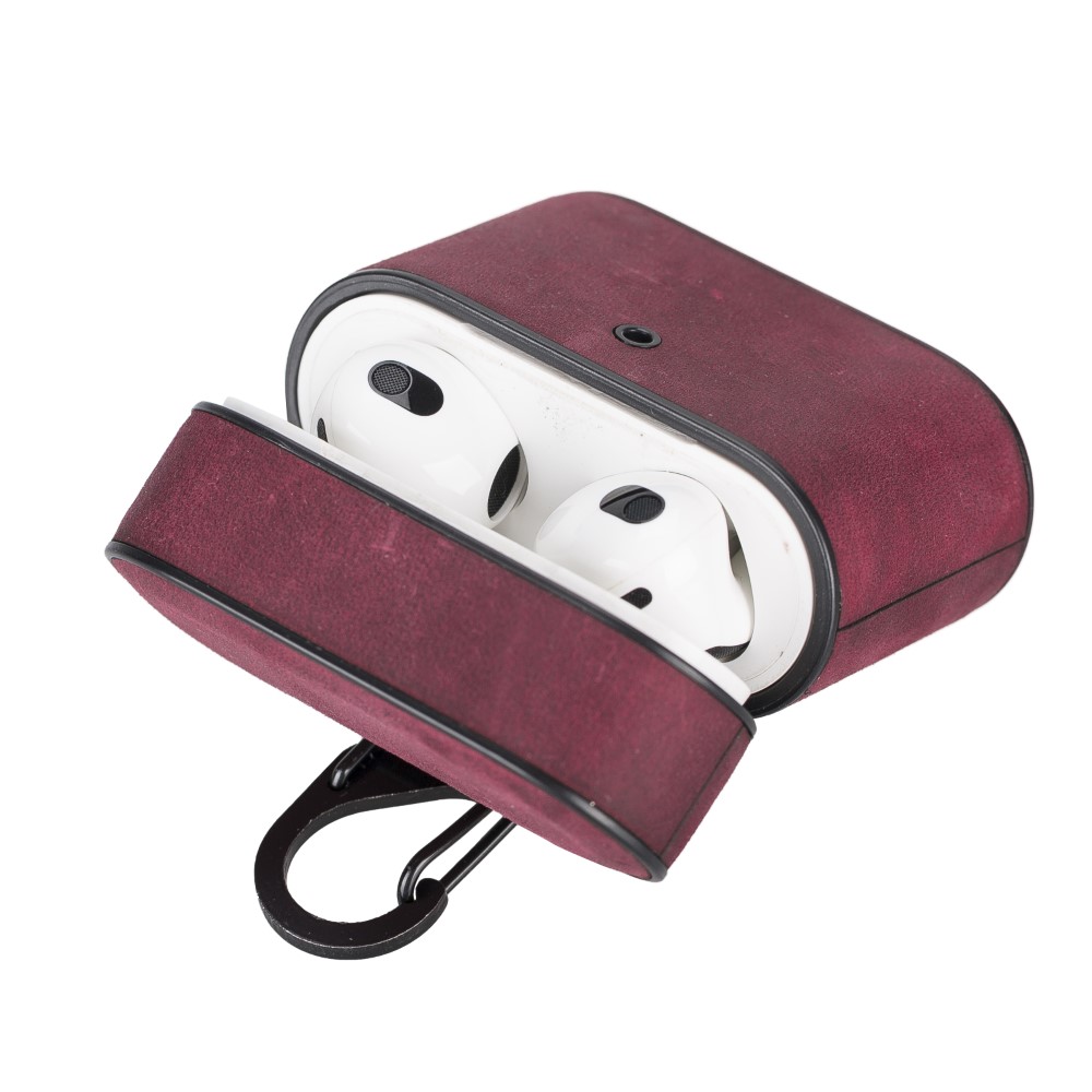 Casquet Apple AirPods 3.nesil Uyumlu Deri Kılıf Fuşya