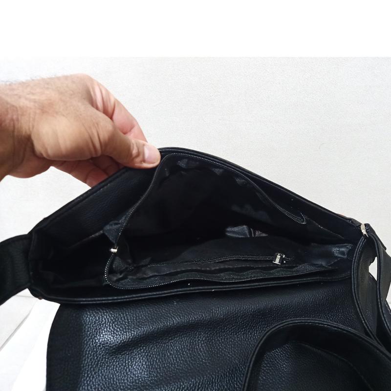 KALİTELİ SUNİ DERİ UNİSEX ASKILI OMUZ ÇANTASI EVRAK ÇANTASI POSTACI ÇANTASI 35X25X8 SİYAH