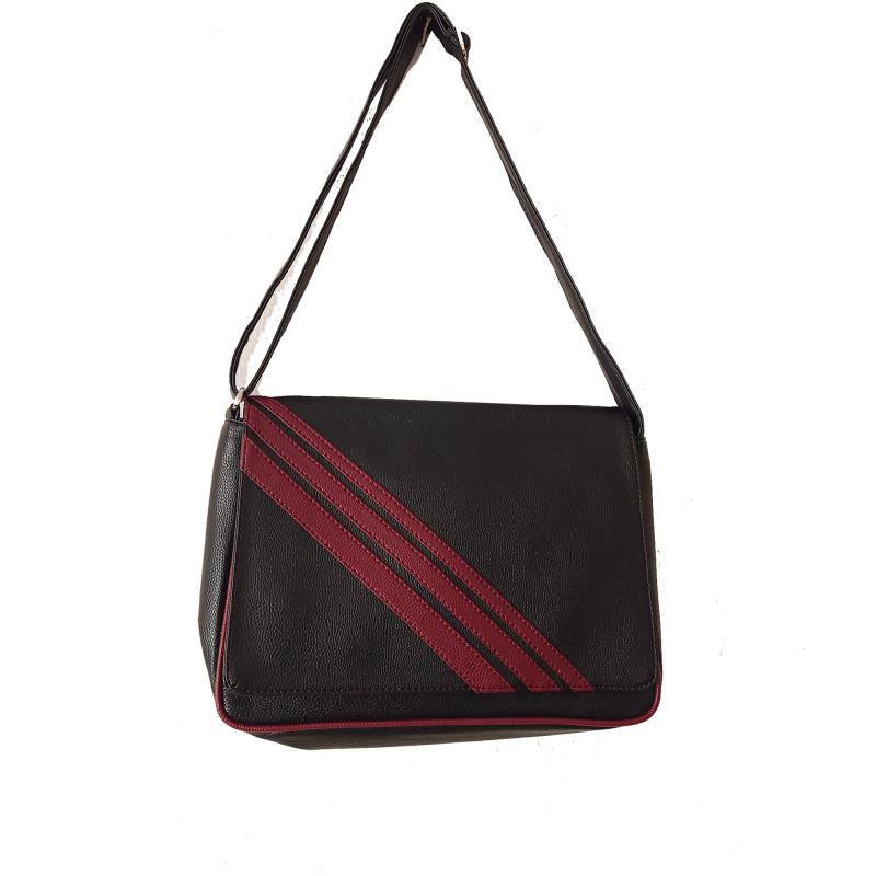 KALİTELİ SUNİ DERİ UNİSEX ASKILI OMUZ ÇANTASI EVRAK ÇANTASI POSTACI ÇANTASI 35X25X8 SİYAH BORDO