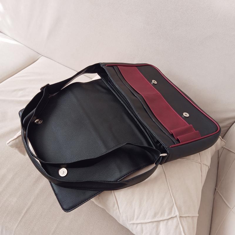 KALİTELİ SUNİ DERİ UNİSEX ASKILI OMUZ ÇANTASI EVRAK ÇANTASI POSTACI ÇANTASI 35X25X8 SİYAH BORDO