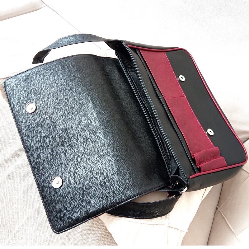 KALİTELİ SUNİ DERİ UNİSEX ASKILI OMUZ ÇANTASI EVRAK ÇANTASI POSTACI ÇANTASI 35X25X8 SİYAH BORDO