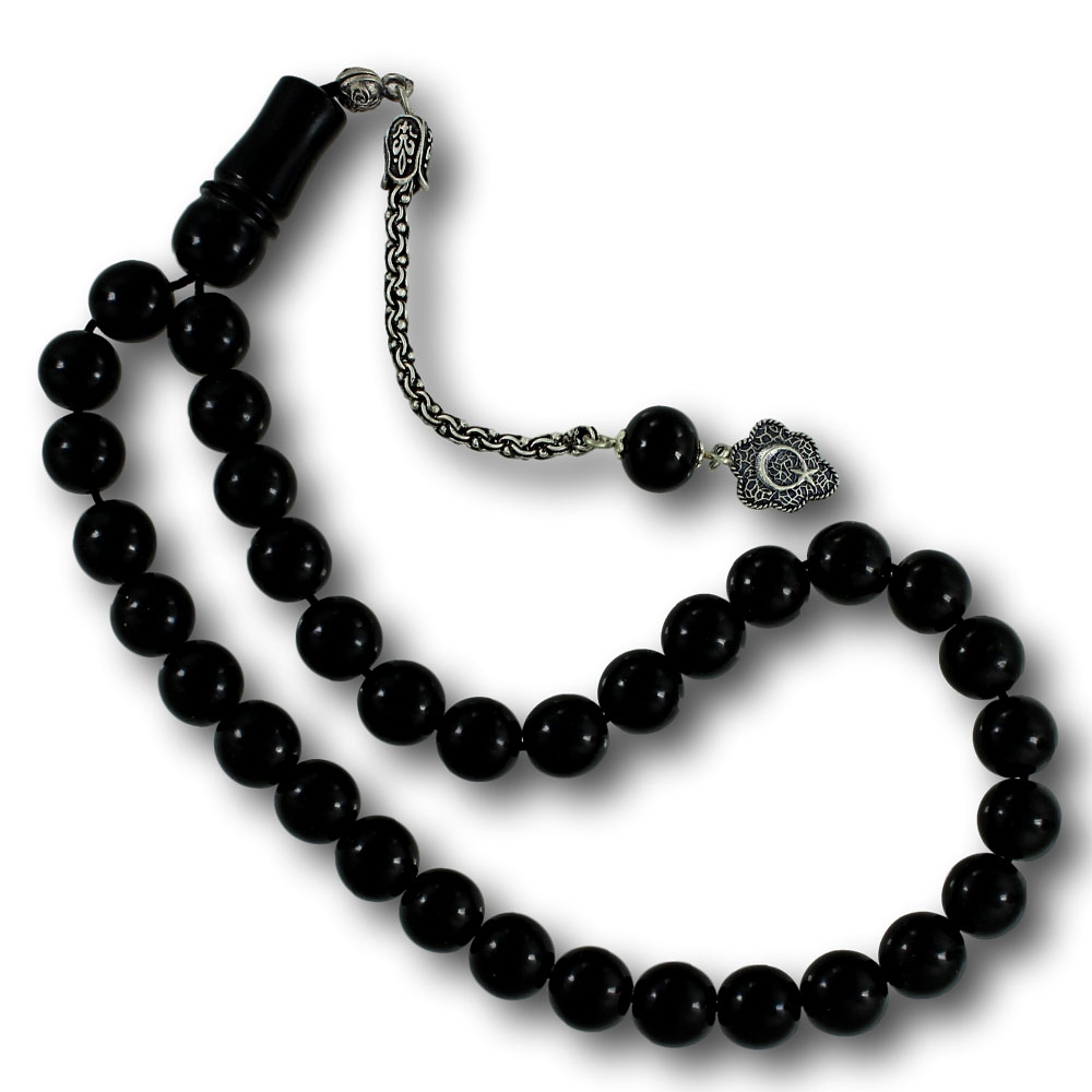 Gümüş Ay Yıldız Püsküllü 11 mm Gürcistan Oltu Tesbih