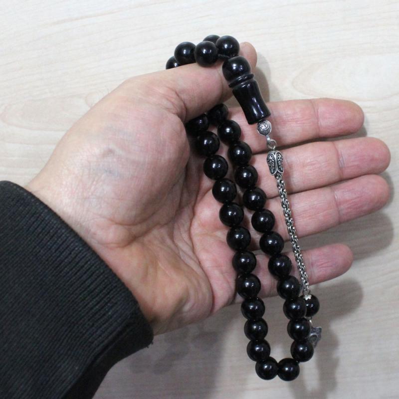 Gümüş Ay Yıldız Püsküllü 11 mm Gürcistan Oltu Tesbih
