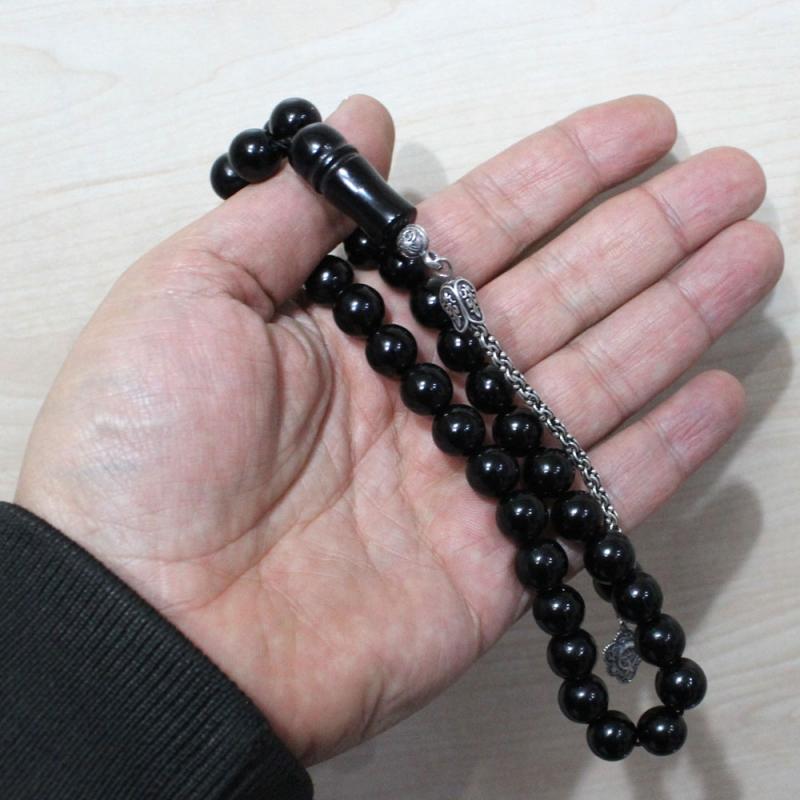Gümüş Ay Yıldız Püsküllü 11 mm Gürcistan Oltu Tesbih