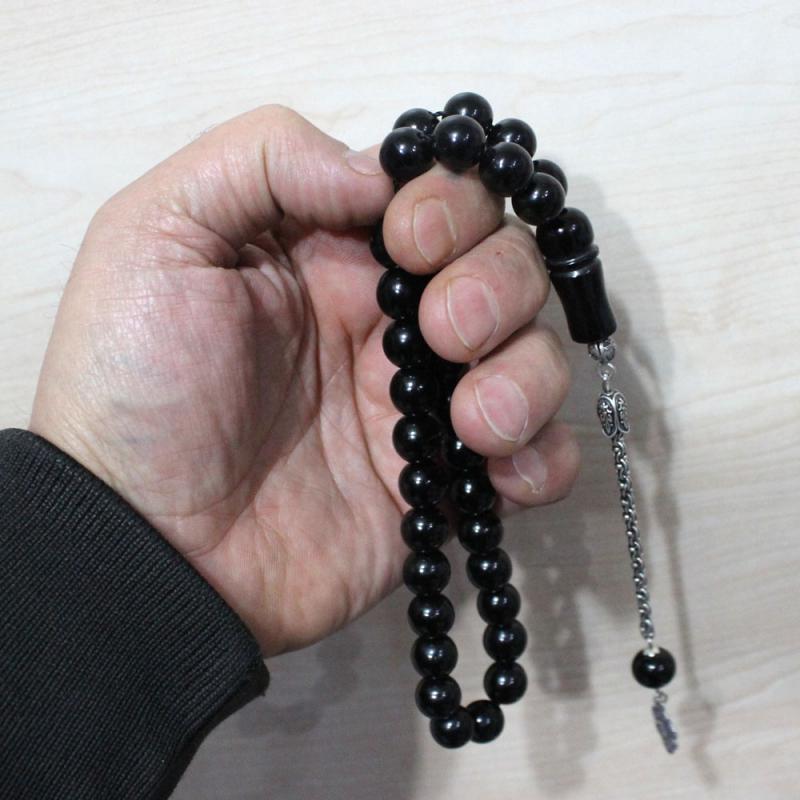 Gümüş Ay Yıldız Püsküllü 11 mm Gürcistan Oltu Tesbih