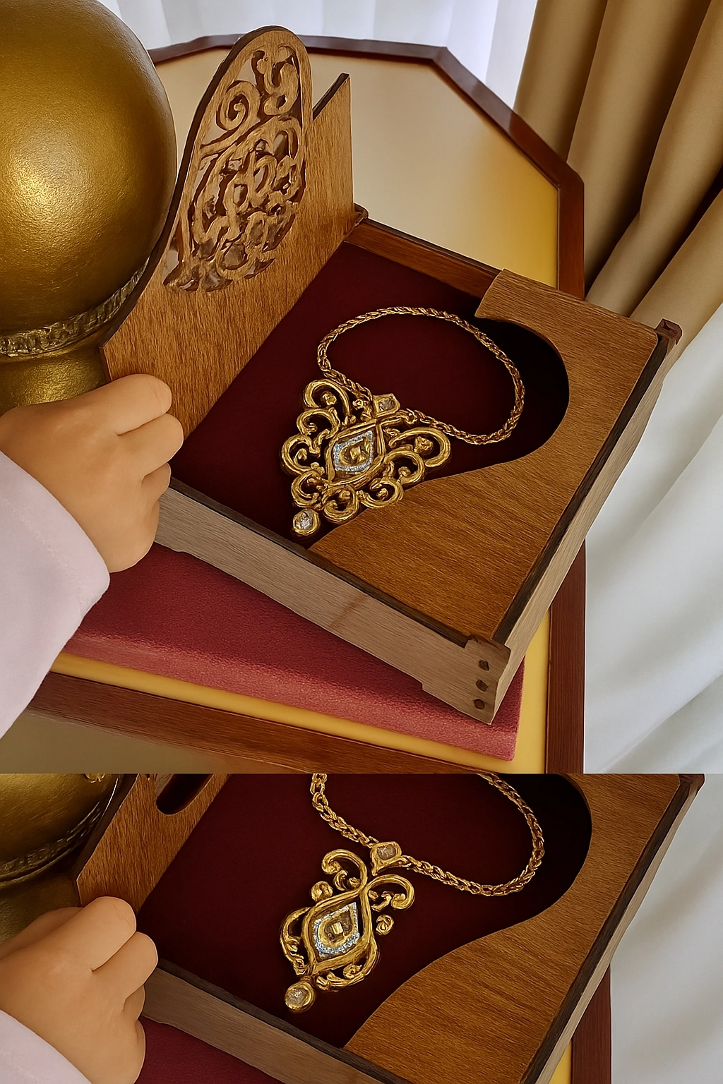 Ahşap Takı Kutusu Takı Tesbih Organizeri Kutusu 15x15x7 cm