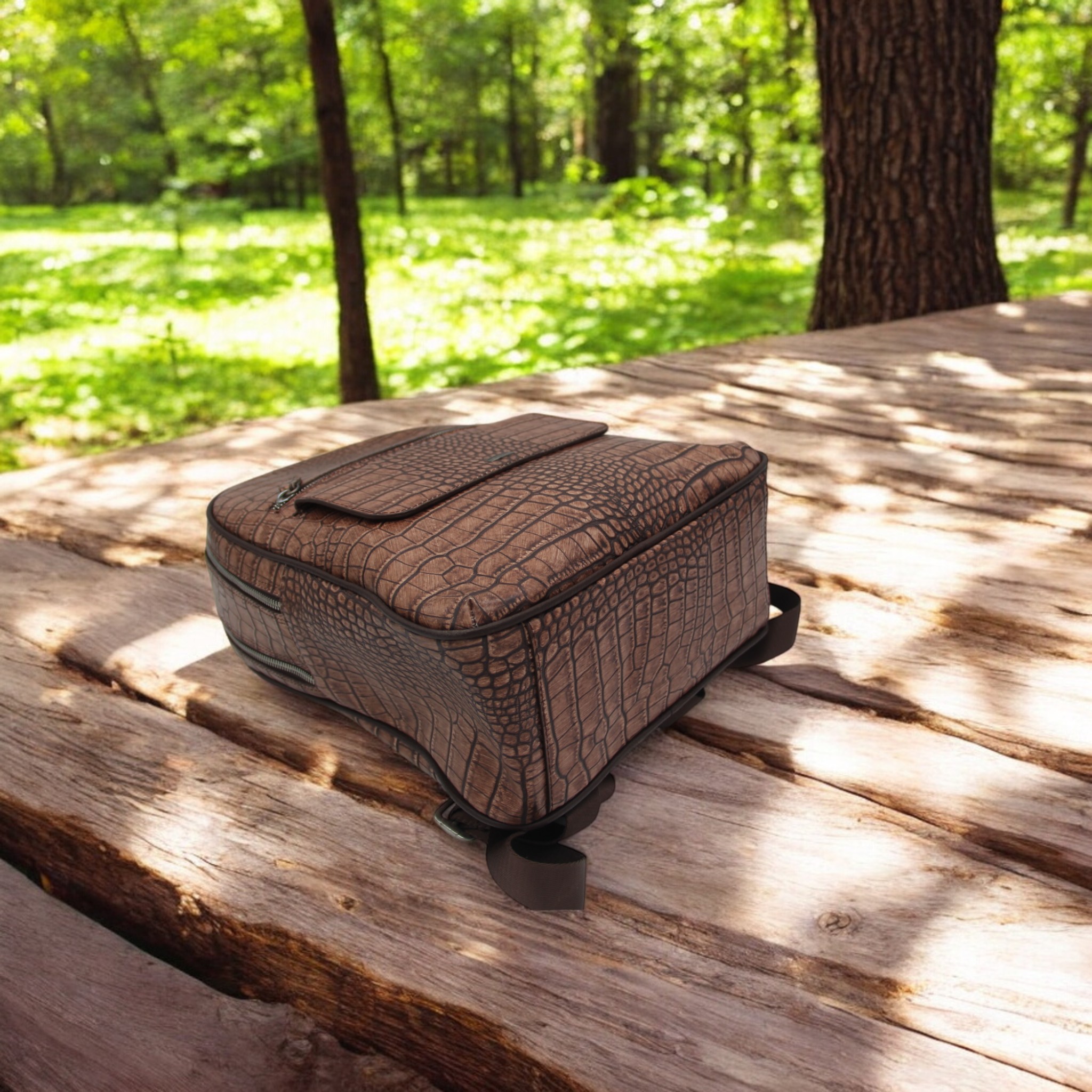 Alpe Gerçek Deri Askılı Sırt Çantası Seyahat Çantası 37x32x12 cm