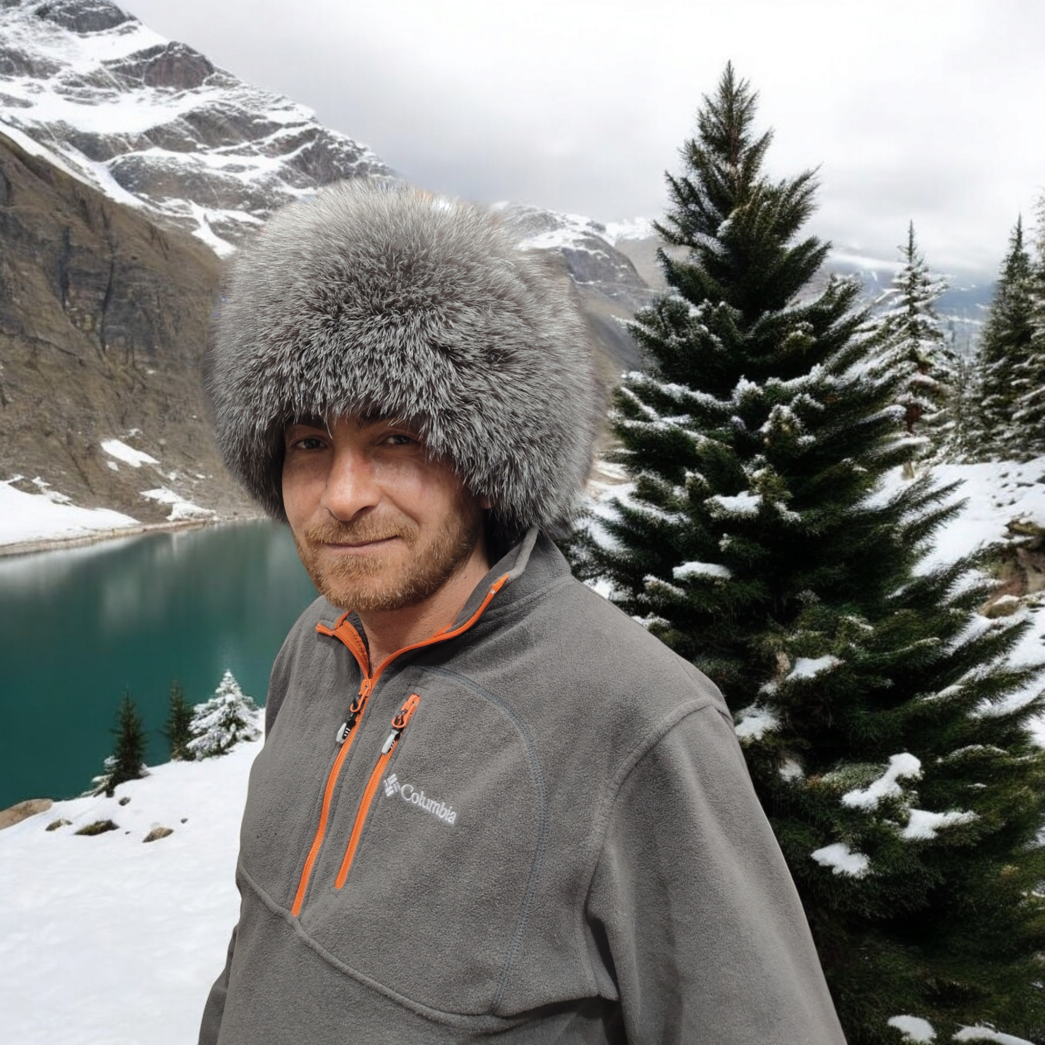 Hakiki Deri Gerçek Tilki Kürklü Üst Kaliteli Büyük Boy Ushanka Şapka Erkek Kadın Şapka Bere Boz