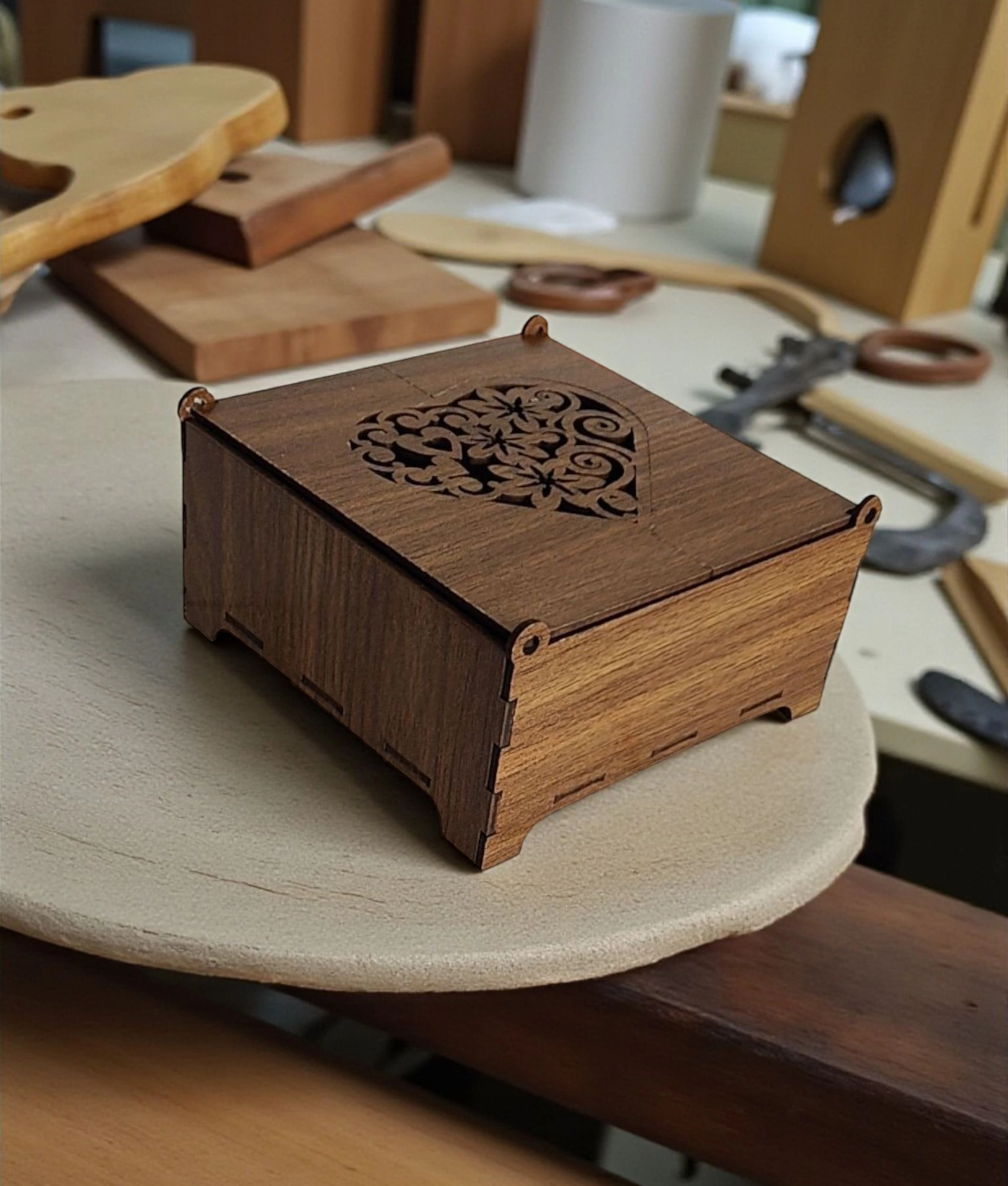 Ahşap Takı Kutusu Takı Tesbih Organizeri Kutusu 15x15x7 cm